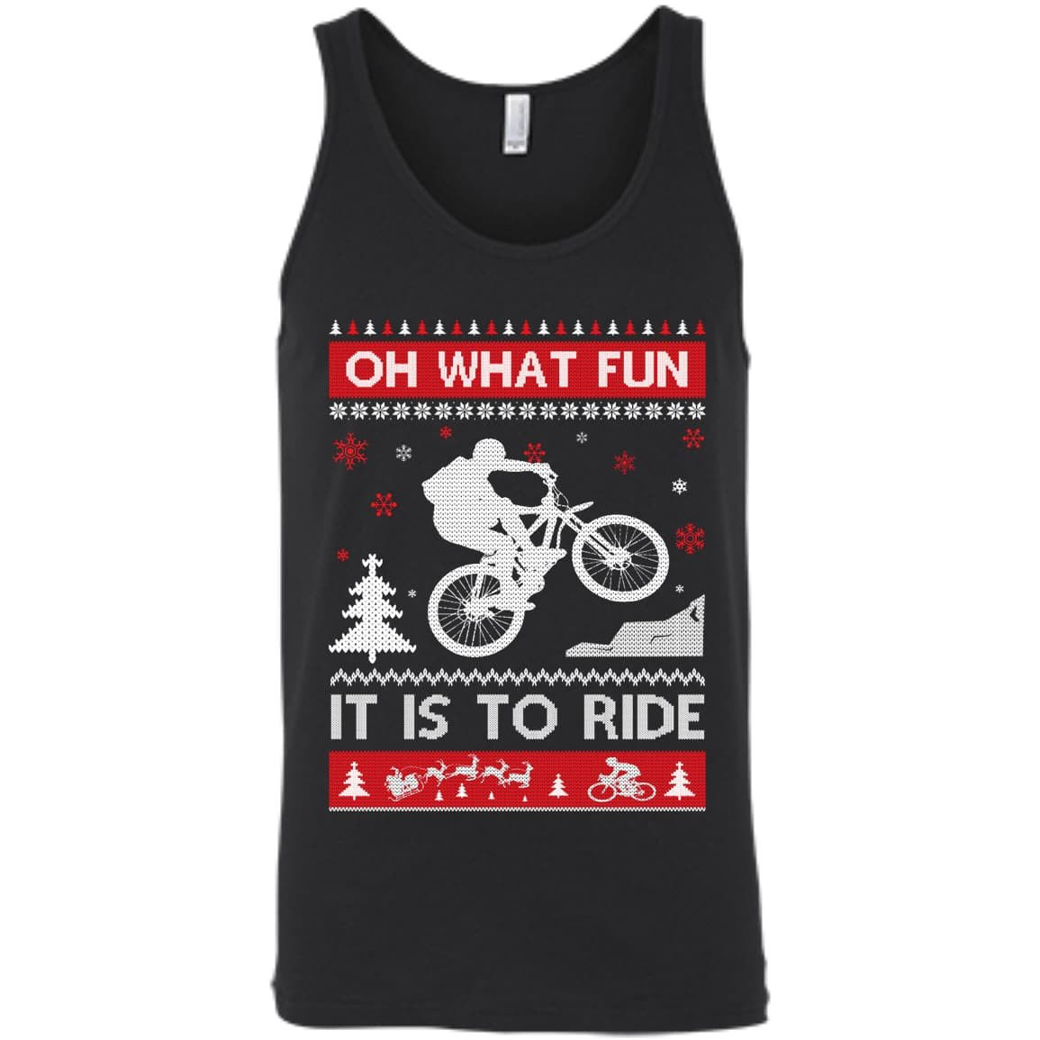 Bicycle Sweater Christmas Oh What Fun It Is To Ride-T-Shirt & Hoodie-Unisex Tank-Black