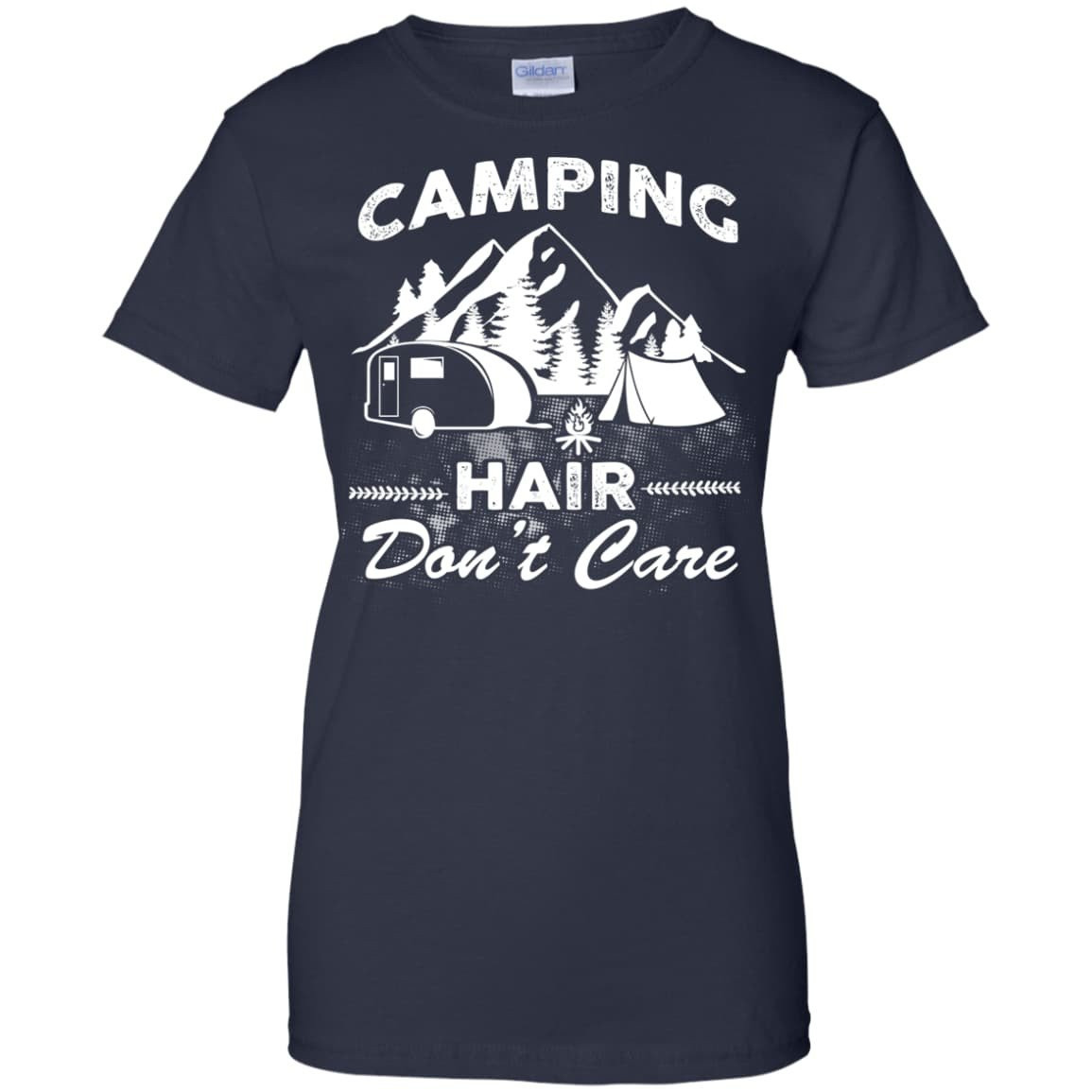 Camping Hair Don't Care-T-Shirt & Hoodie-Women's T-Shirt-Navy