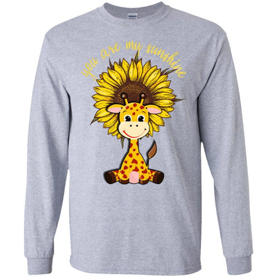 You Are My Little Sunshine Sunflower Giraffe-T-Shirt & Hoodie-Long Sleeve T-Shirt-Sport Grey
