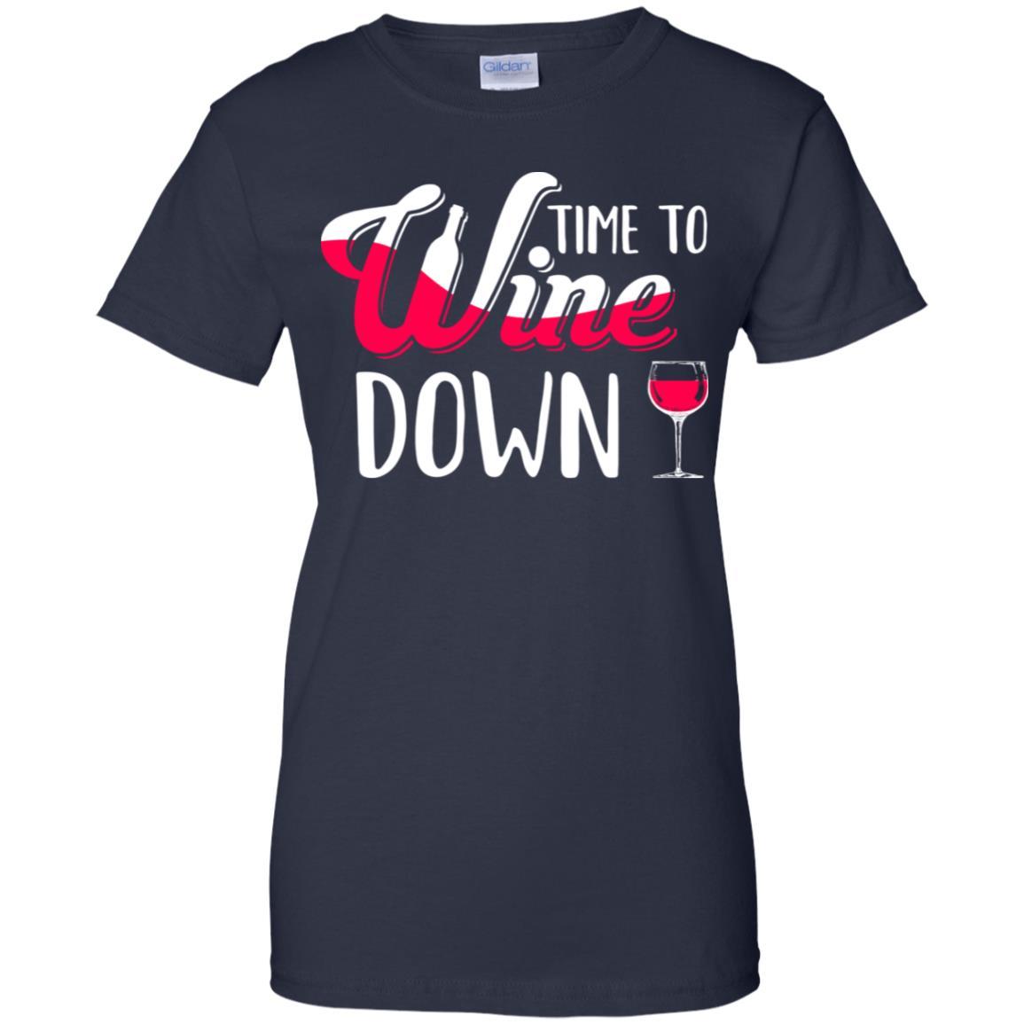 Time To Wine Down Funny Drinking Wine-T-Shirt & Tank Top-Women's T-Shirt-Navy