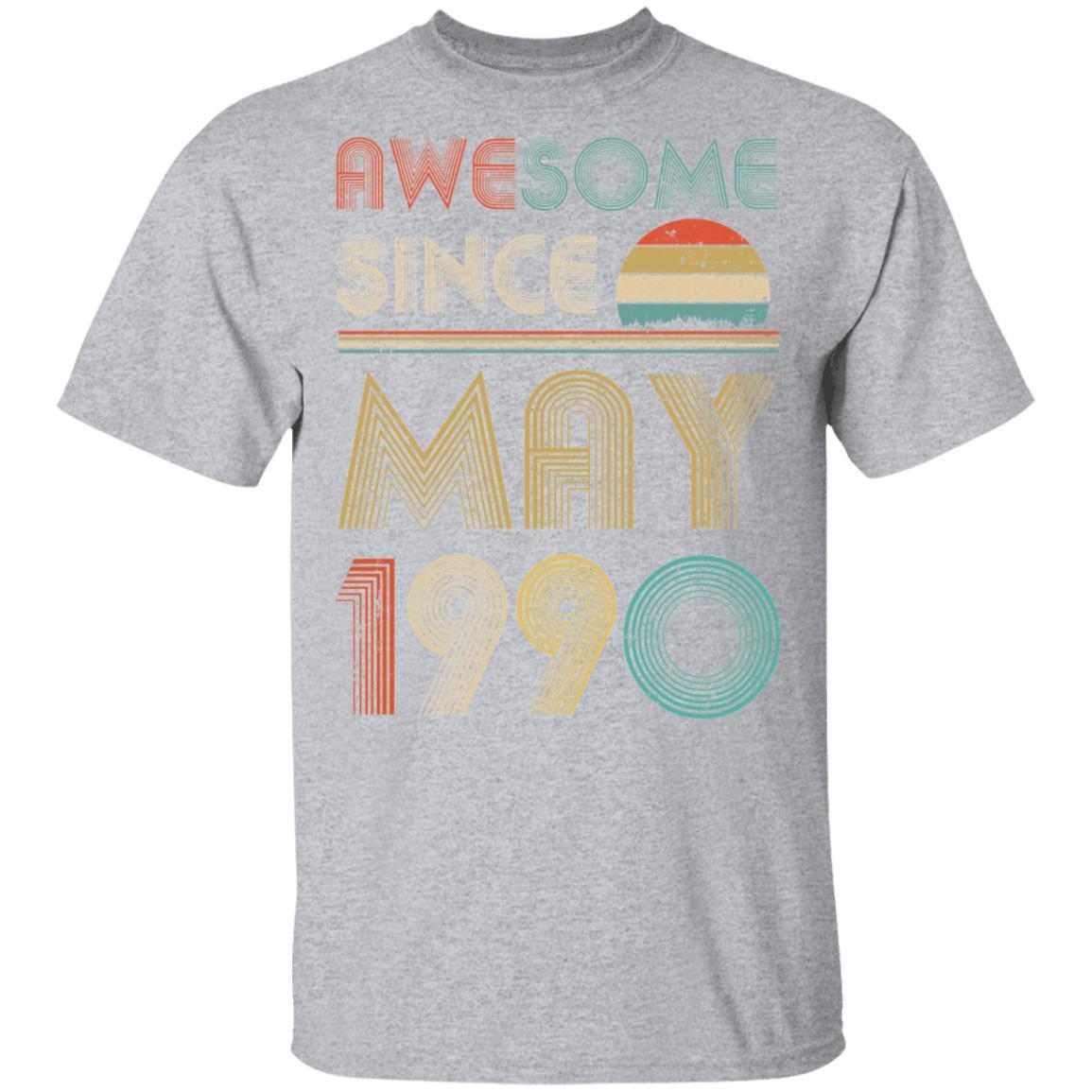 Awesome Since May 1990 Vintage 31th Birthday Gifts-T-Shirt & Hoodie-Classic T-Shirt-Sport Grey