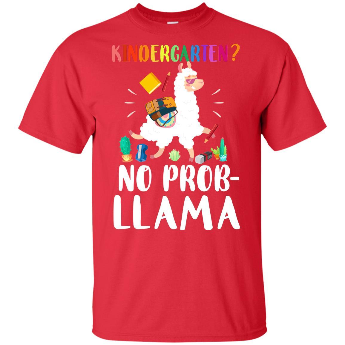 Kindergarten No Prob Llama Funny First Day Of School Youth-Youth Shirt-Youth T-Shirt-Red