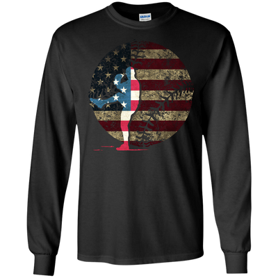 Pitcher Baseball America Flag-T-Shirt & Hoodie-Long Sleeve T-Shirt-Black