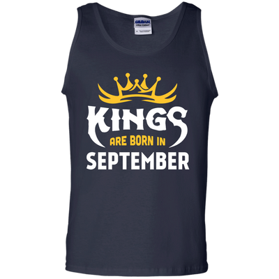 Kings Are Born In September-T-Shirt & Hoodie-Unisex Tank-Navy