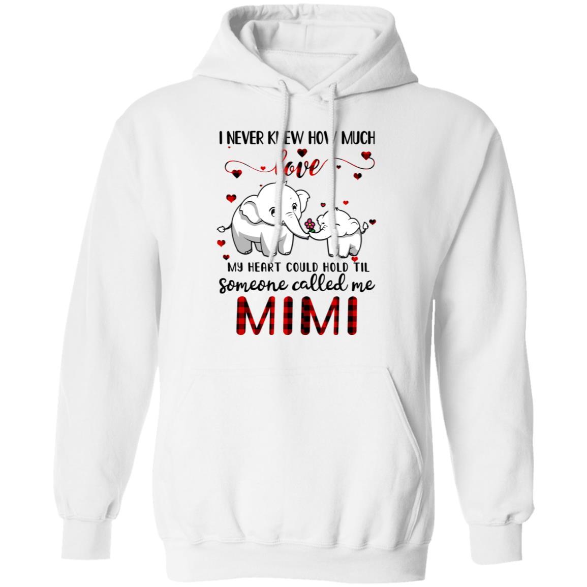 Someone Called Me Mimi Elephant Red Plaid Mother's Day-T-Shirt & Hoodie-Pullover Hoodie-White