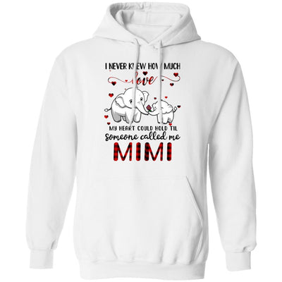 Someone Called Me Mimi Elephant Red Plaid Mother's Day-T-Shirt & Hoodie-Pullover Hoodie-White