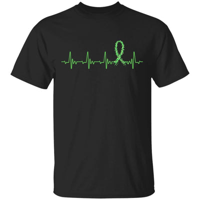 Kidney Disease Liver Cancer Awareness Green Ribbon Heartbeat-T-Shirt & Hoodie-Classic T-Shirt-Black