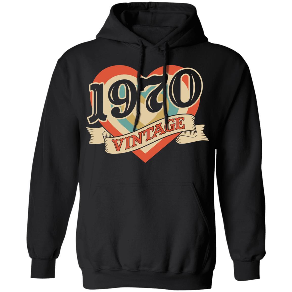 51th Birthday Gifts Classic Retro Heart Vintage 1970-T-Shirt & Tank Top-Pullover Hoodie-Black