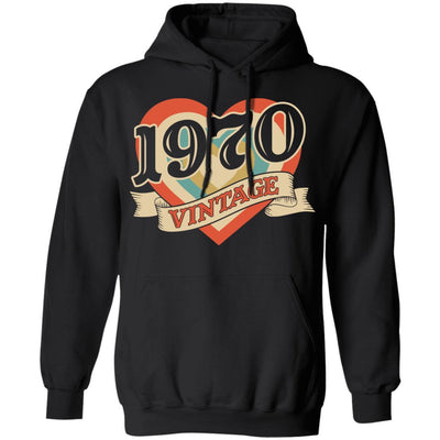 51th Birthday Gifts Classic Retro Heart Vintage 1970-T-Shirt & Tank Top-Pullover Hoodie-Black