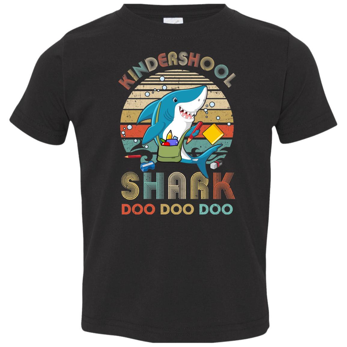 Kindergarten Shark Doo Doo Doo Funny Back To School Youth-Youth Shirt-Toddler T-Shirt-Black