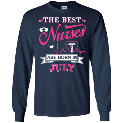 The Best Nurses Are Born In July-T-Shirt & Hoodie-Long Sleeve T-Shirt-Navy