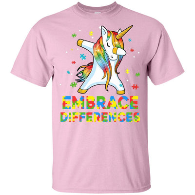 Dabbing Unicorn Autism Awareness Embrace Differences Youth-Youth Shirt-Youth T-Shirt-Light Pink