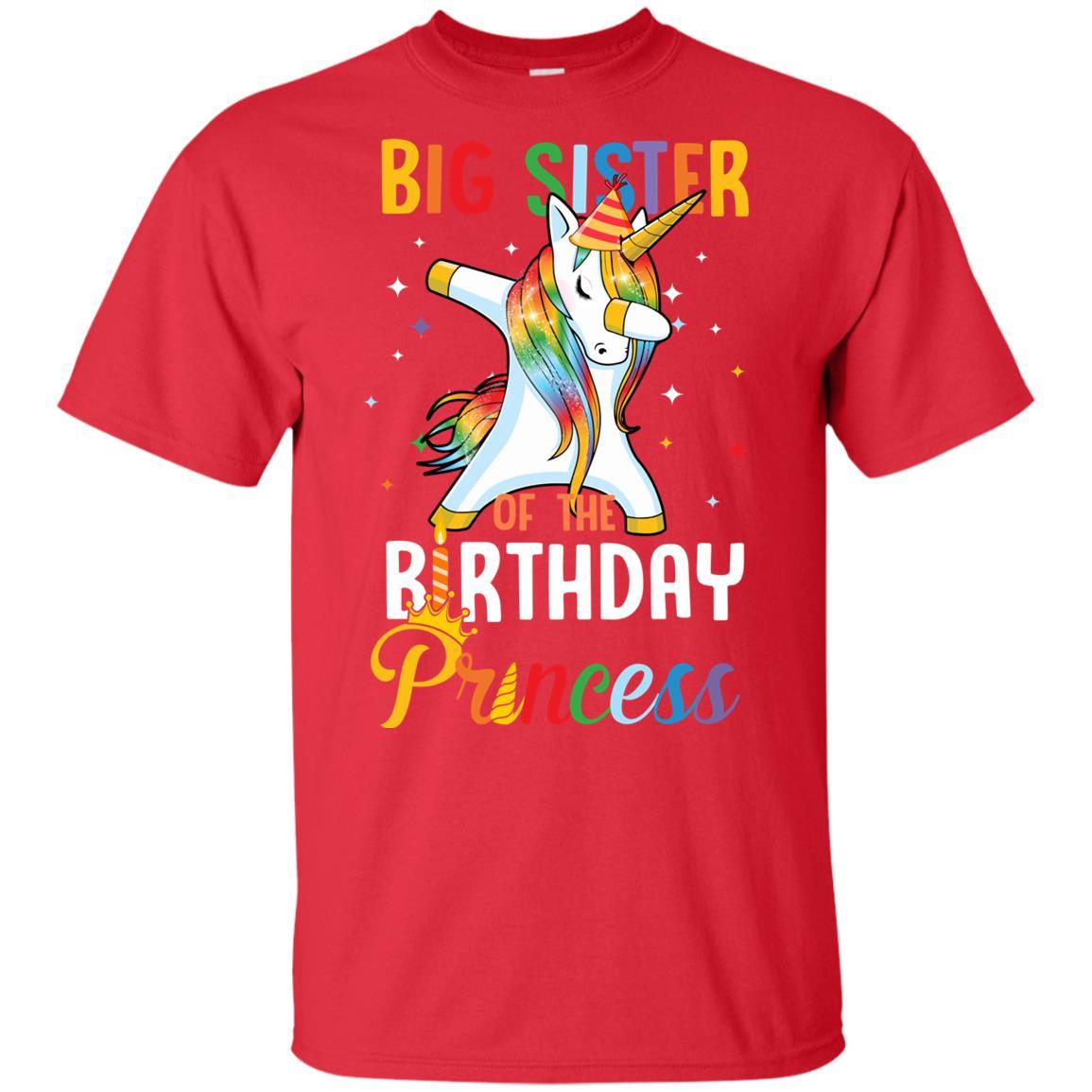 Proud Big Sister Of A Birthday Princess Unicorn Dab Youth-Youth Shirt-Youth T-Shirt-Red