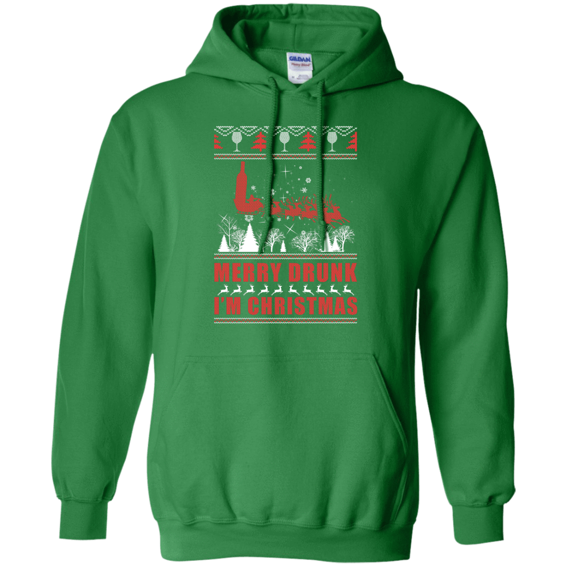 Merry Drunk I'm Christmas-T-Shirt & Hoodie-Pullover Hoodie-Irish Green