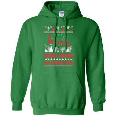 Merry Drunk I'm Christmas-T-Shirt & Hoodie-Pullover Hoodie-Irish Green