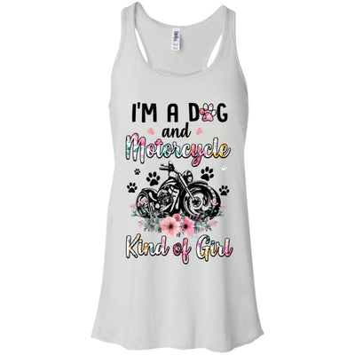 I'm A Dog And Motorcycle Kind Of Girl-T-Shirt & Tank Top-Women's Flowy Racerback Tank-White