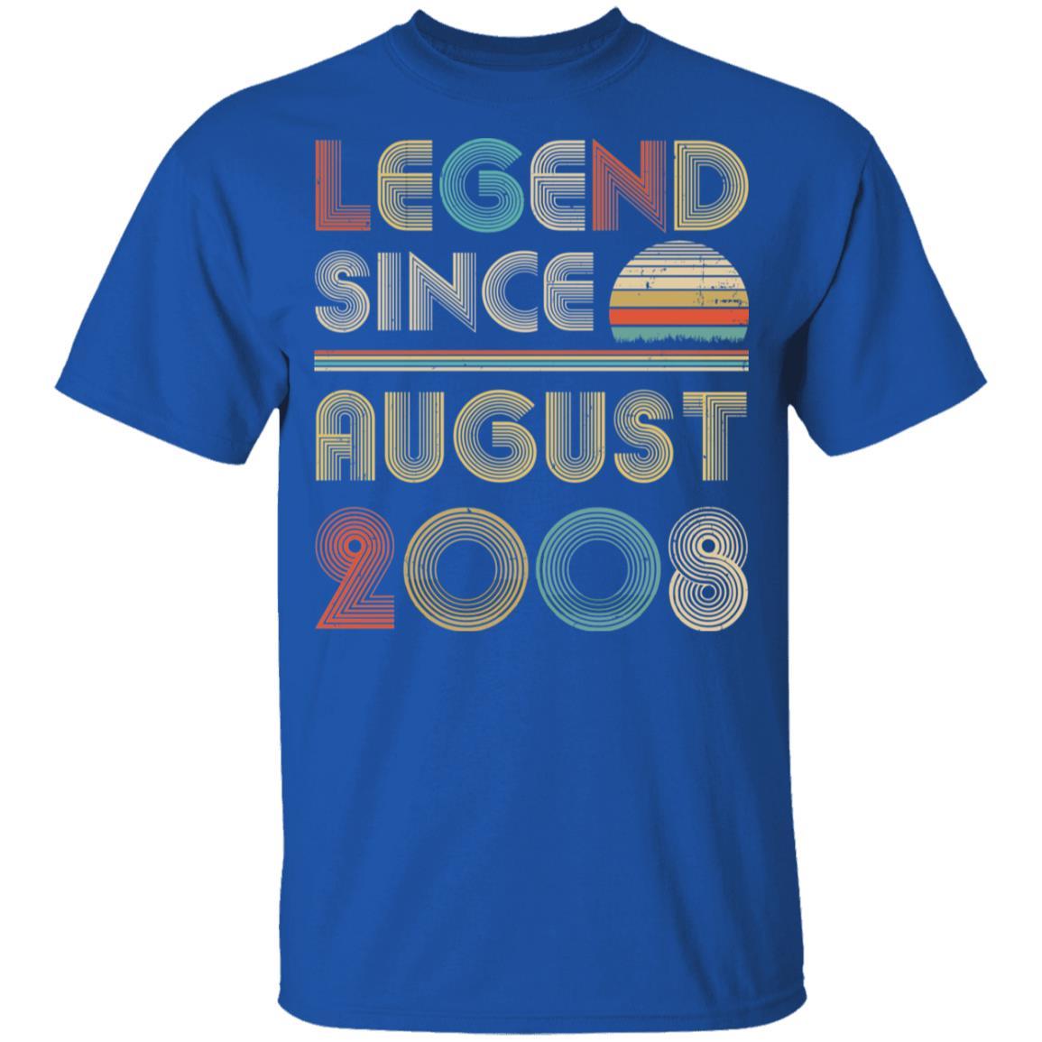 Legend Since August 2008 Vintage 13th Birthday Gifts Youth-Youth Shirt-Youth T-Shirt-Royal