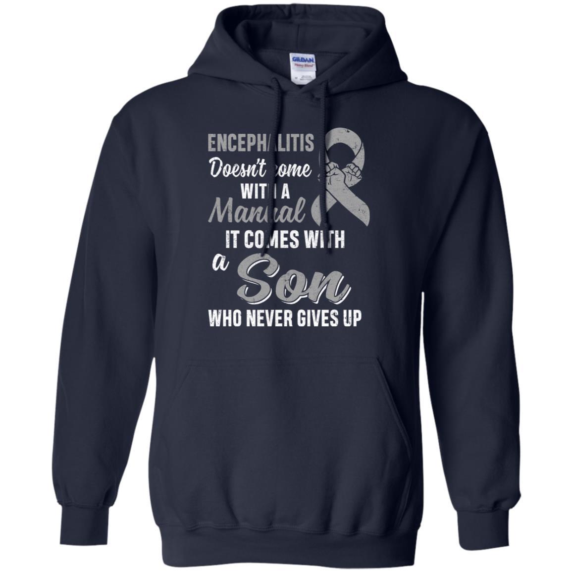 Encephalitis Awareness Son Warrior Gifts-T-Shirt & Hoodie-Pullover Hoodie-Navy