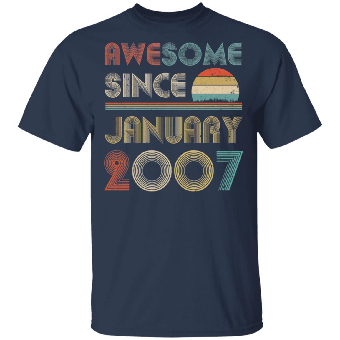 Awesome Since January 2007 Vintage 14th Birthday Gifts-T-Shirt & Hoodie-Classic T-Shirt-Navy
