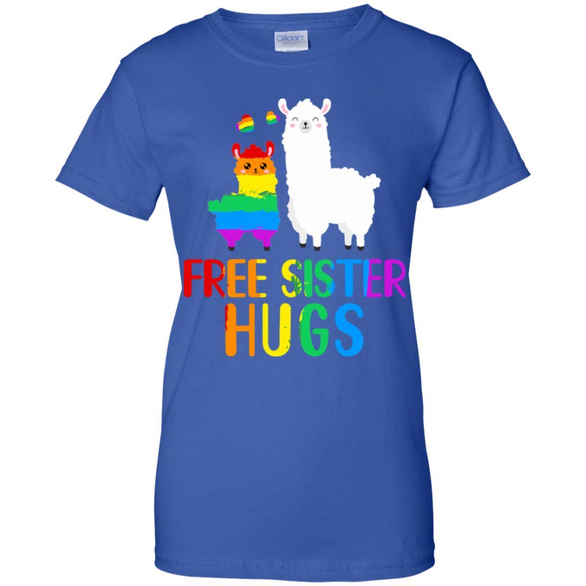 Free Sister Hugs Llama Rainbow Heart LGBT Pride Month-T-Shirt & Hoodie-Women's T-Shirt-Royal