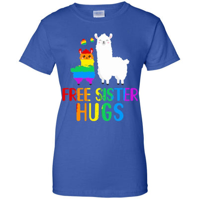 Free Sister Hugs Llama Rainbow Heart LGBT Pride Month-T-Shirt & Hoodie-Women's T-Shirt-Royal