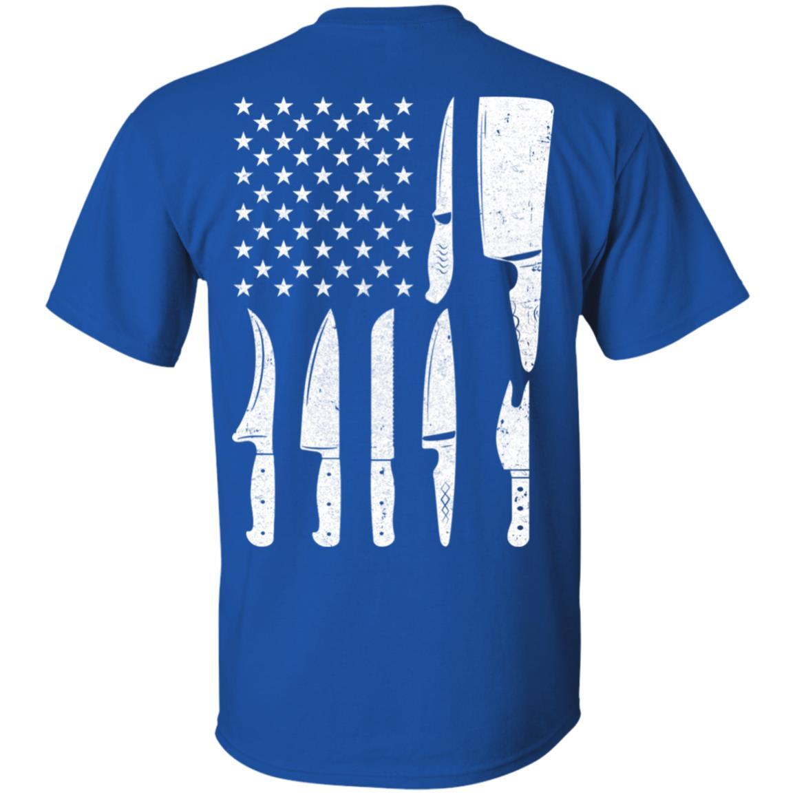 Chef Knife Patriotic American Flag Kitchen-T-Shirt & Hoodie-Classic T-Shirt-Royal