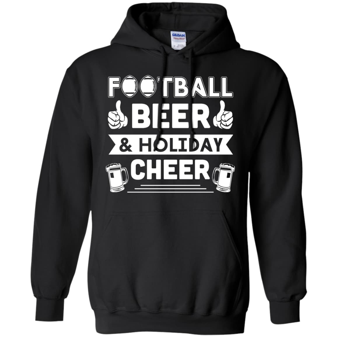 Football Beer Holiday Cheer-T-Shirt & Hoodie-Pullover Hoodie-Black