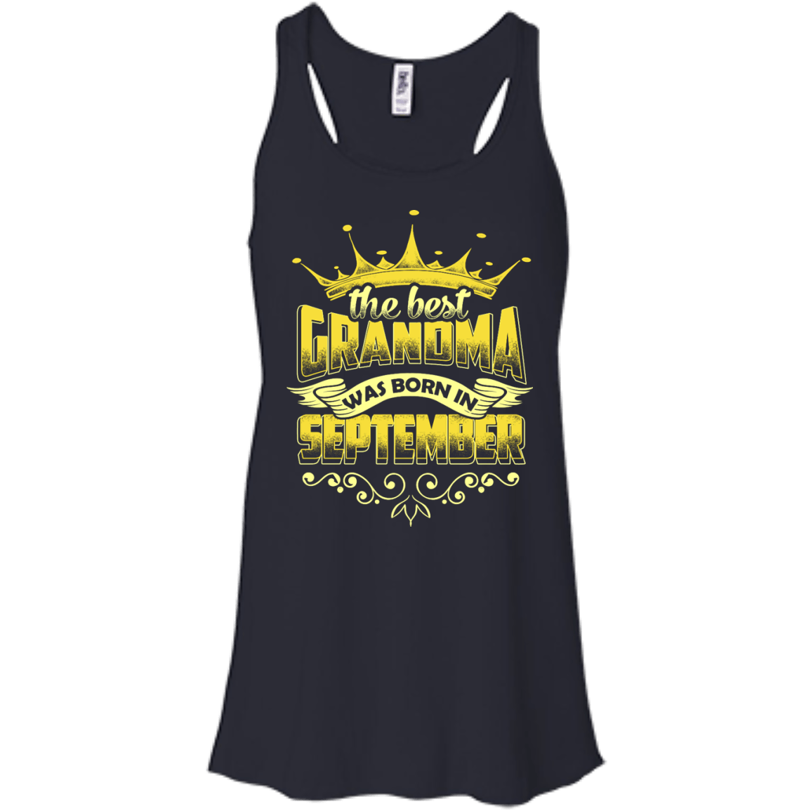 The Best Grandma Was Born In September-T-Shirt & Hoodie-Women's Flowy Racerback Tank-Midnight