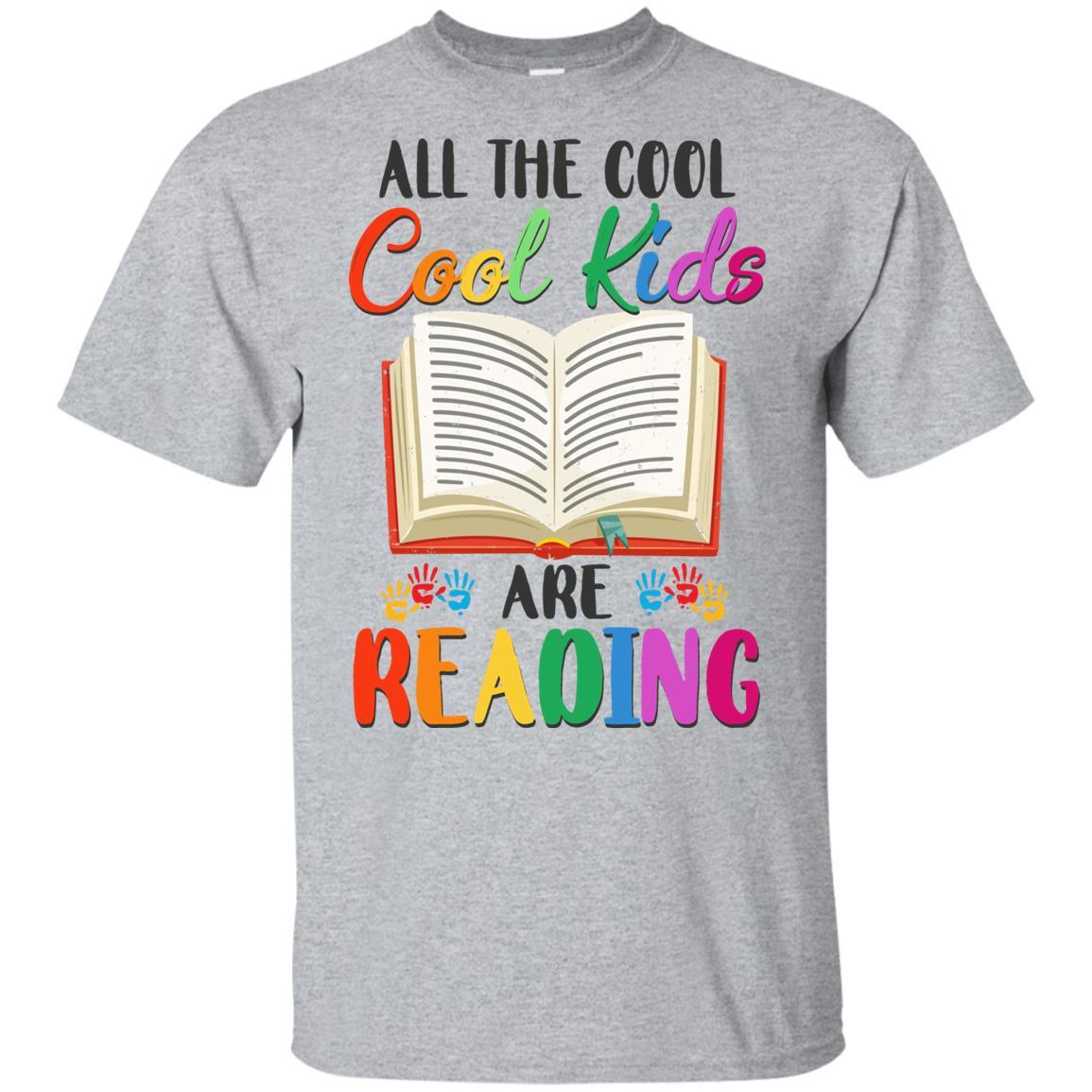 All The Cool Kids Are Reading Book Lover Gifts Youth-Youth Shirt-Youth T-Shirt-Sport Grey