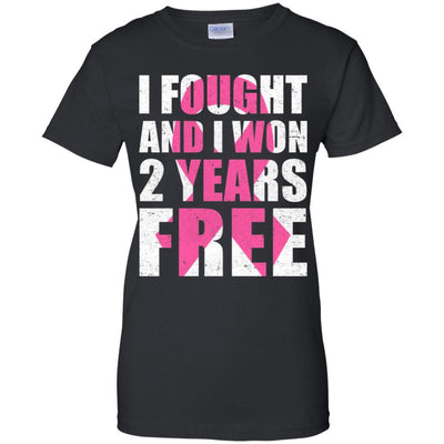 I Fought An I Won 2 Years Free Fight Support Breast Cancer-T-Shirt & Hoodie-Women's T-Shirt-Black