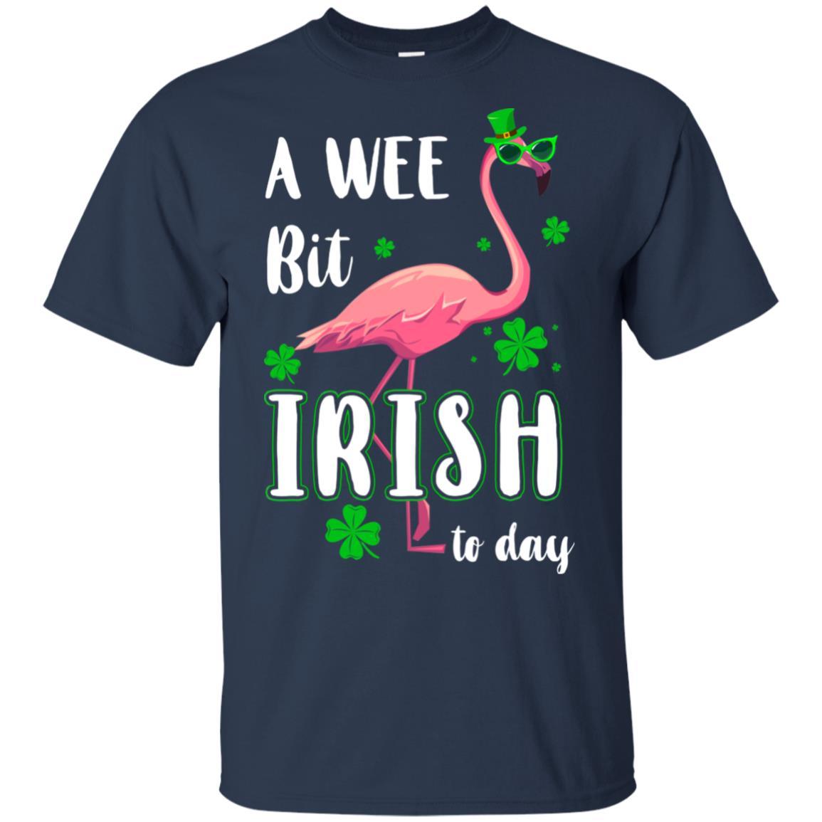 A Wee Bit Irish Today Green Flamingo St Patrick's Day-T-Shirt & Hoodie-Classic T-Shirt-Navy