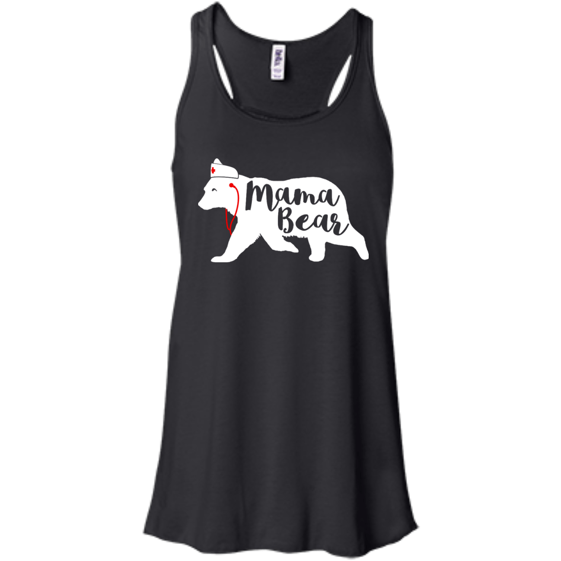 Nurse Mama Bear-T-Shirt & Hoodie-Women's Flowy Racerback Tank-Black