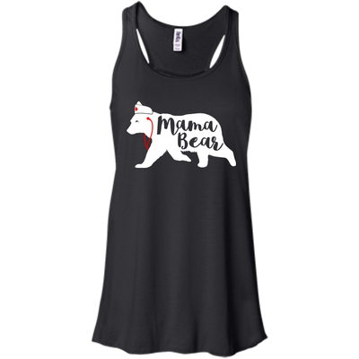Nurse Mama Bear-T-Shirt & Hoodie-Women's Flowy Racerback Tank-Black