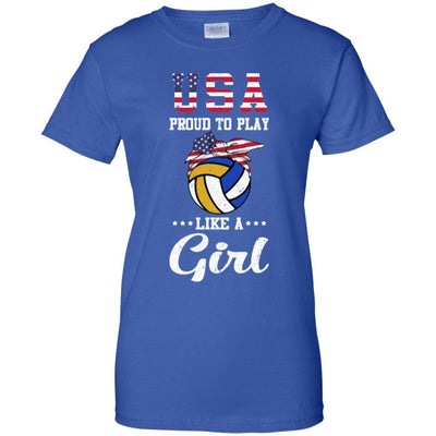 Usa Proud To Play Like A Girl Volleyball-T-Shirt & Tank Top-Women's T-Shirt-Royal