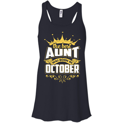 The Best Aunt Was Born In October-T-Shirt & Hoodie-Women's Flowy Racerback Tank-Midnight