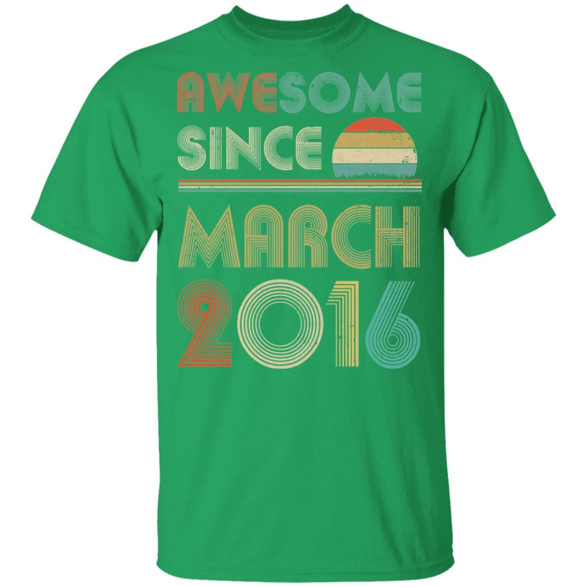 Awesome Since March 2016 Vintage 5th Birthday Gifts Youth-Youth Shirt-Youth T-Shirt-Irish Green