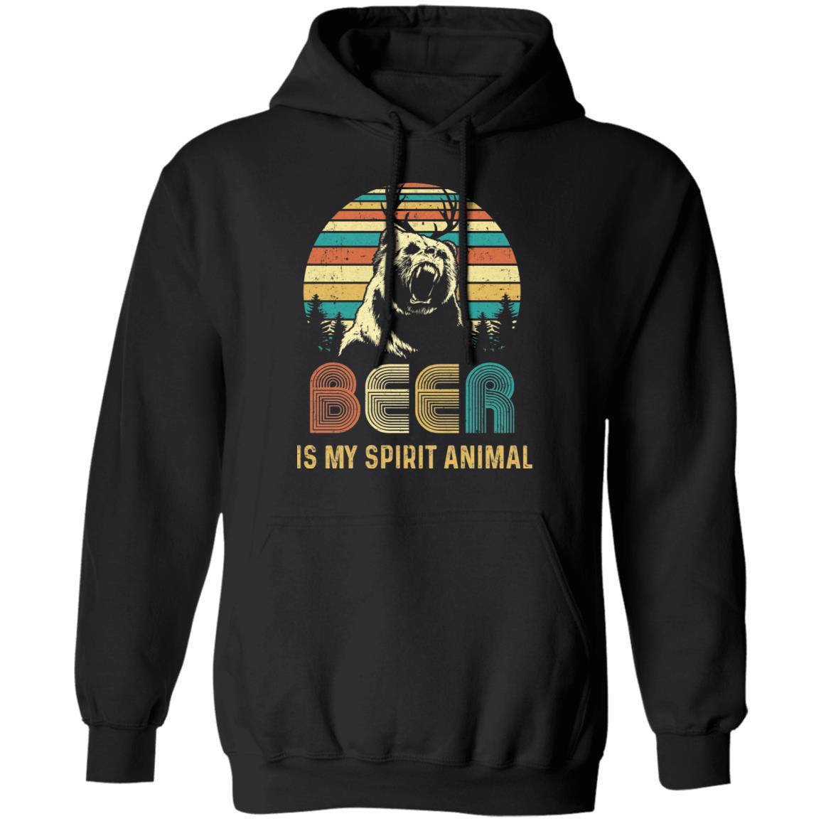 Beer Is My Spirit Animal Vintage Bear Lover Gifts-T-Shirt & Hoodie-Pullover Hoodie-Black