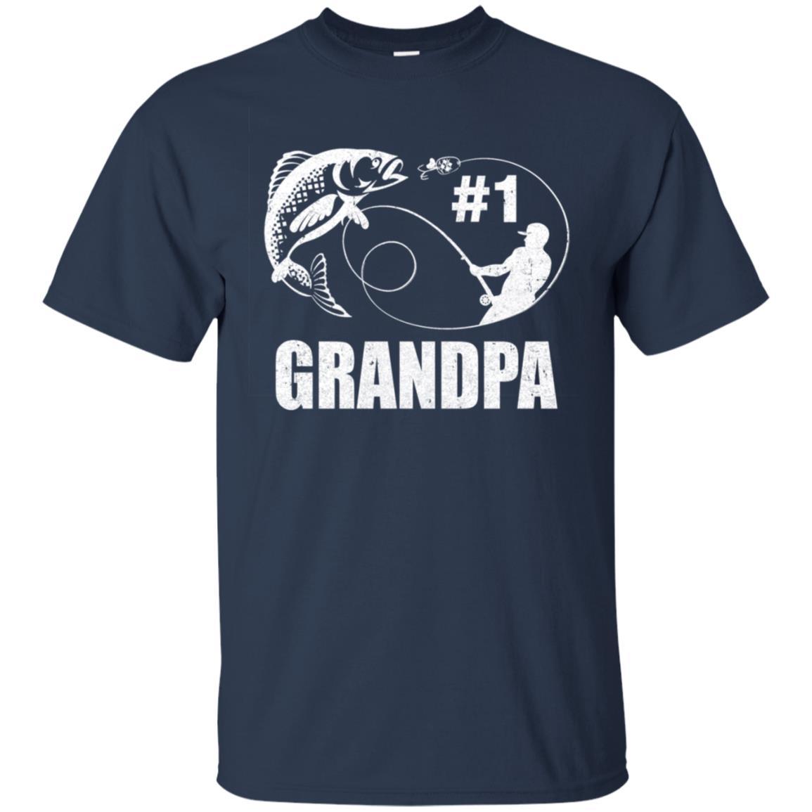 #1 Grandpa Fishing Fisherman Best Fathers Day Gift-T-Shirt & Hoodie-Classic T-Shirt-Navy