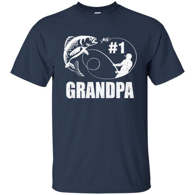 #1 Grandpa Fishing Fisherman Best Fathers Day Gift-T-Shirt & Hoodie-Classic T-Shirt-Navy