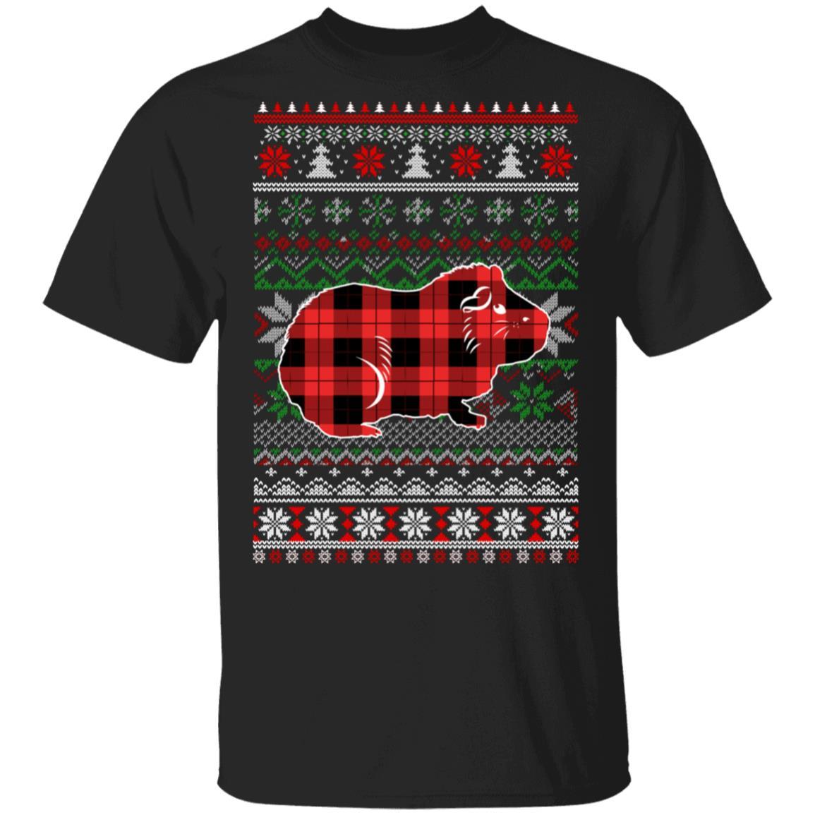 Guinea Pig Red Plaid Ugly Christmas Sweater Funny Gifts-T-Shirt & Sweatshirt-Classic T-Shirt-Black
