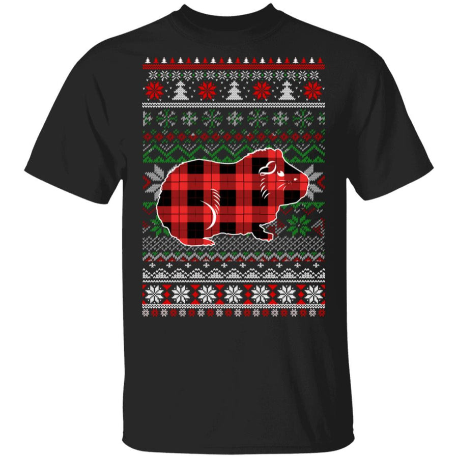 Guinea Pig Red Plaid Ugly Christmas Sweater Funny Gifts-T-Shirt & Sweatshirt-Classic T-Shirt-Black
