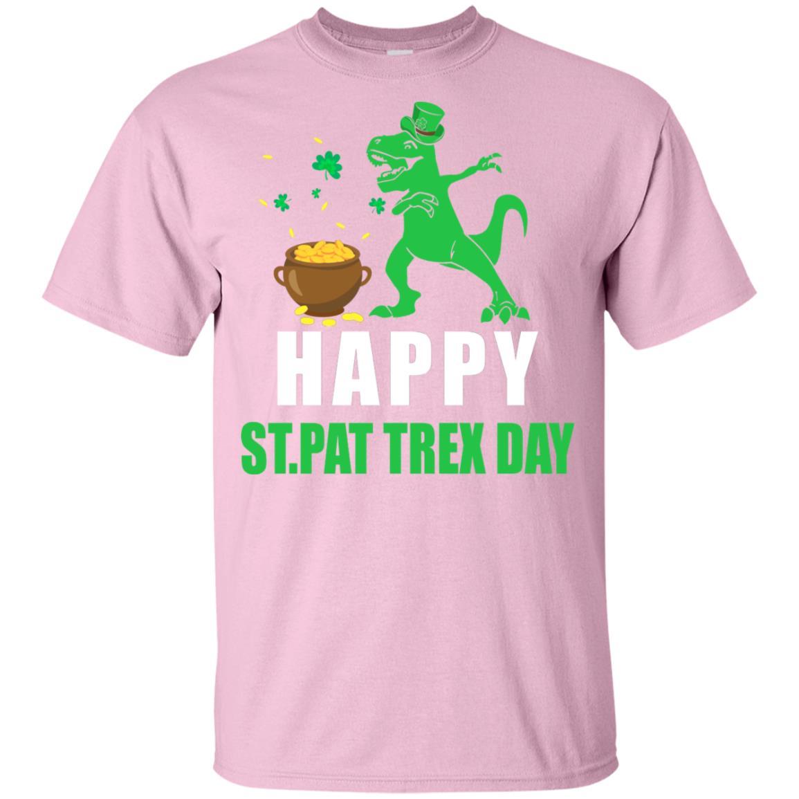 Happy St Pat T-Rex Day Dinosaur St Patrick's Day Youth-Youth Shirt-Youth T-Shirt-Light Pink