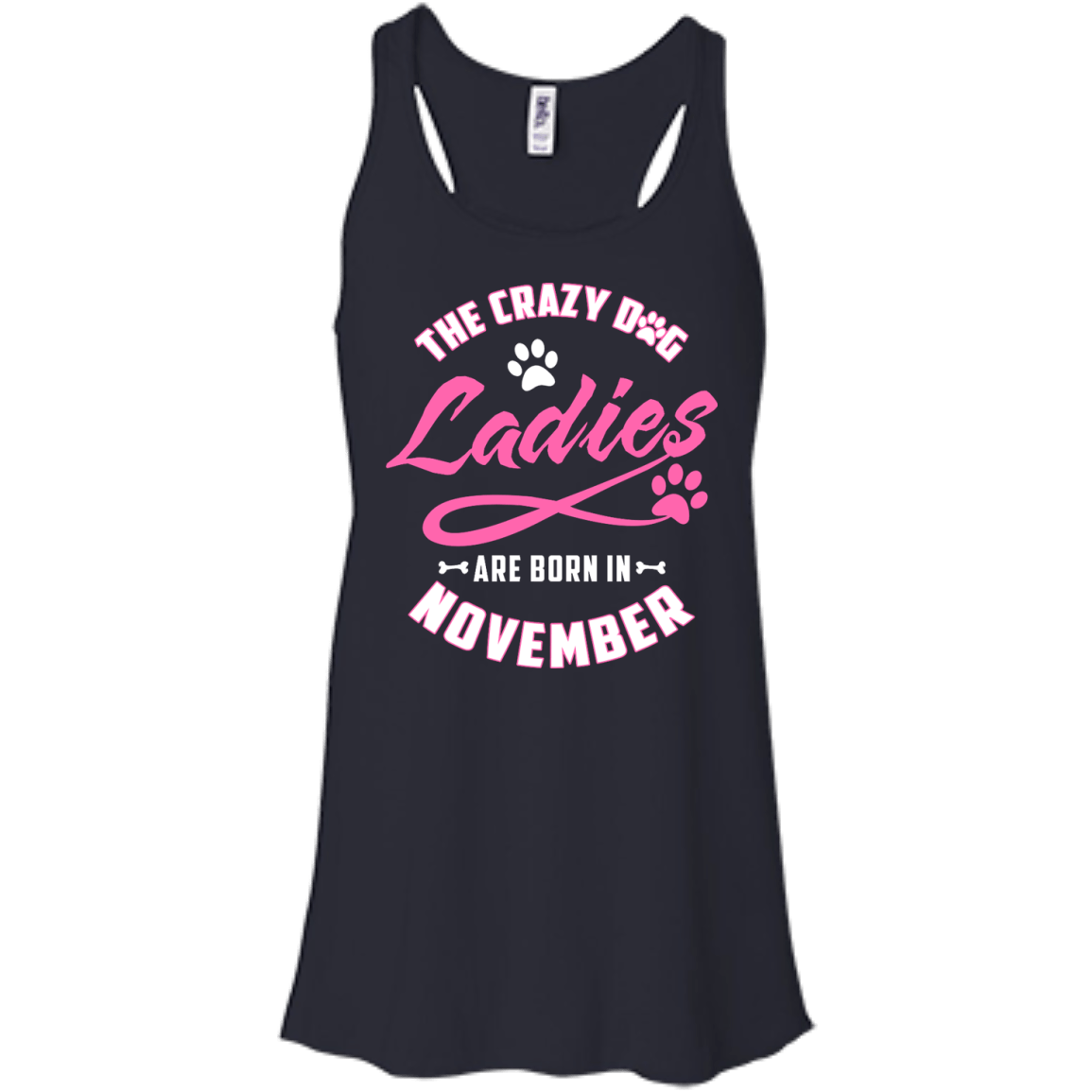 The Crazy Dog Ladies Are Born In November-T-Shirt & Hoodie-Women's Flowy Racerback Tank-Midnight