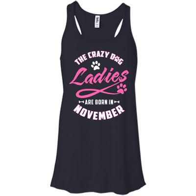The Crazy Dog Ladies Are Born In November-T-Shirt & Hoodie-Women's Flowy Racerback Tank-Midnight