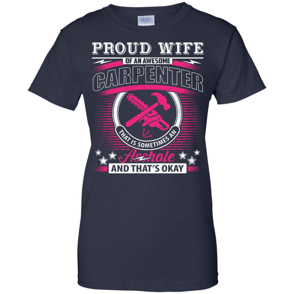 Proud Wife Of An Awesome Carpenter-T-Shirt & Hoodie-Women's T-Shirt-Navy