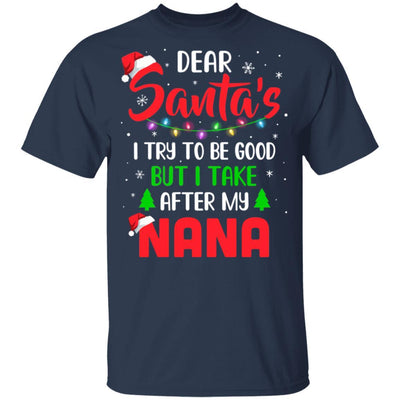 Dear Santa I Tried To Be Good But My Nana Christmas Kids Youth-Youth Shirt-Youth T-Shirt-Navy