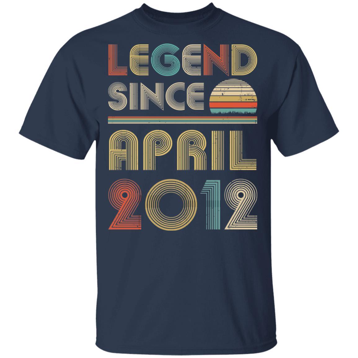 Legend Since April 2012 Vintage 9th Birthday Gifts Youth-Youth Shirt-Youth T-Shirt-Navy