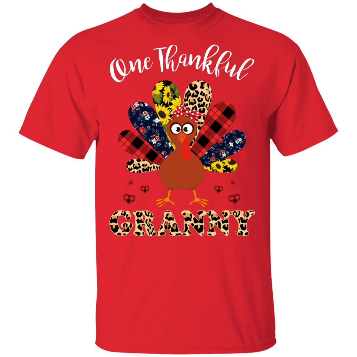 One Thankful Granny Leopard Turkey Thanksgiving Gift-T-Shirt & Sweatshirt-Classic T-Shirt-Red