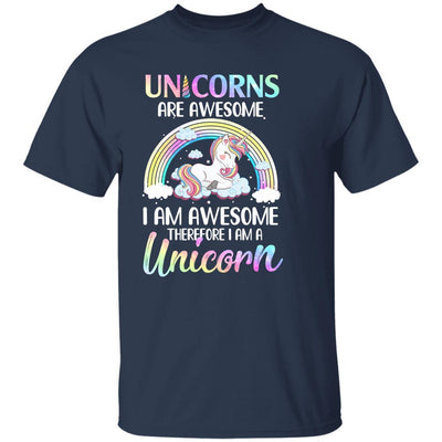 Unicorns Are Awesome I Am Awesome Therefore I Am A Unicorn Youth-Youth Shirt-Youth T-Shirt-Navy