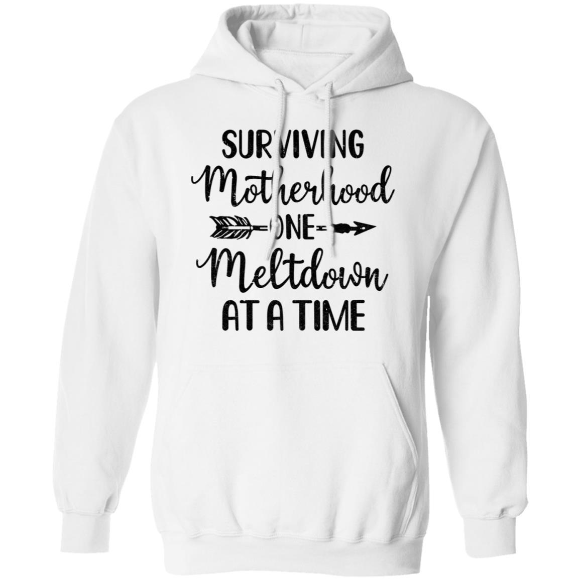 Surviving Motherhood One Meltdown At A Time-T-Shirt & Tank Top-Pullover Hoodie-White
